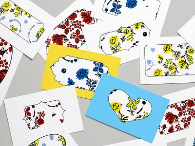 Ukrainian Motifs blue cards floral folk graphic design ill illustration motherland national sticker tag ukraine ukrainian yellow