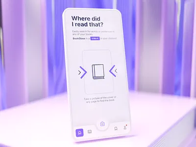 BookGlass - Scan app UI 3d book character ctrl illustration ocr scan search smart ui ux