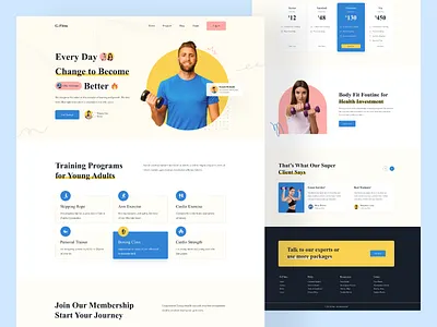 Gym - Fitness Landing Page bodybuilding burn fat calories design fitness club fitness website gym website health homepage interface landing page muscle popular design ui uiux design ux website design