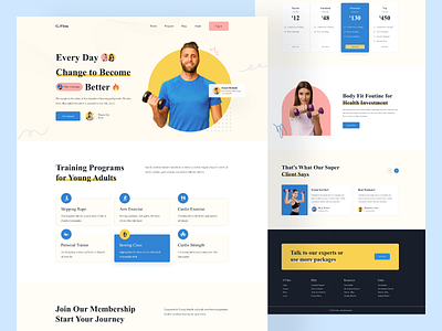 Gym - Fitness Landing Page bodybuilding burn fat calories design fitness club fitness website gym website health homepage interface landing page muscle popular design ui uiux design ux website design