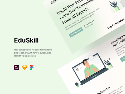 EduSkill | Educational Website branding design edu education graphic design illustration job logo site skill student teacher typography ui ux vector web website