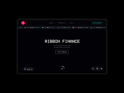 Ribbon Finance Homepage animation bitcoin crypto cryptocurrency data design ethereum fintech homepage price ui ux