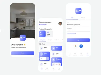 Hub - universal smart home hub app design home mobile product smart smarthome ui ux