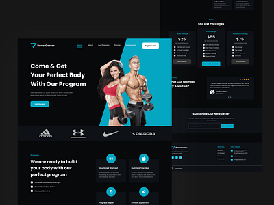 Power Center - Fitness Center Landing Page app branding design designapp exploration fitness fitness center fitness landing page gym gym web health landing page ui uidesign uiux ux web web app website