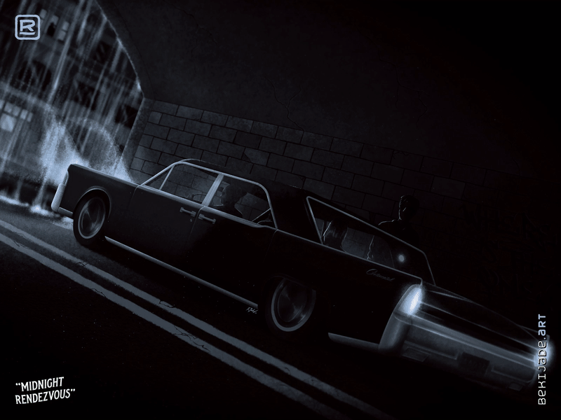 Midnight Rendezvous automotive car continental film hollywood illustration krita matrix neo noir photoshop poster retro tdov transgender