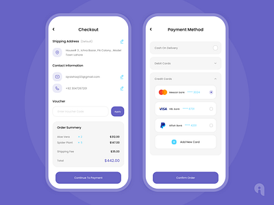 Checkout Screens Ui Design app design app ui checkout screens confirm order design mobile app mobile app design payment payment screens ui uiux user interface