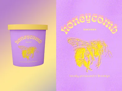 Honeycomb Ice cream bee branding color exploration digital art funky honey ice cream icecream purple typography
