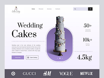 Web Design: Wedding Cakes Homepage bakery birthday cake candy chocolate cupcake design dessert home home page interface pastry sweet ui web web design website website design wedding wedding cake