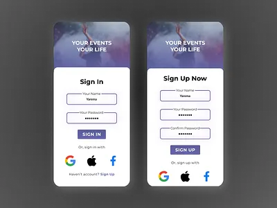Login and Sign Up UI app design ui ux