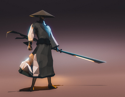 Low poly Samurai 3d blender character illustration lowpoly minimalistic