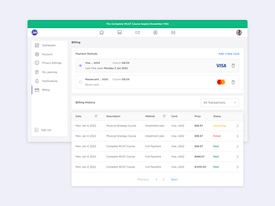 Billing Page product ui uidesign uiux userexperience userinterface ux