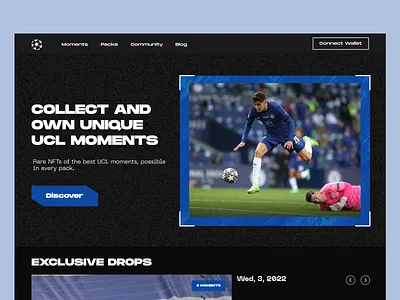 Nft website for Champions League collectables 3d animation branding creative design dribbble graphic design logo motion graphics nft ui web design website