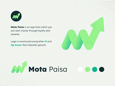 M Logo design - Mota Paisa app icon app logo creative design earn fintech gradient growth lettermerk logo m m icon m logo m monogram money rewards smart up logo visual identity design