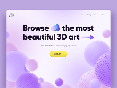 3D Art Marketplace Landing Hero Section 3d altersoft art branding concept design desktop ecommerce gradient graphic design illustration landing page logo marketplace page purple ui uiux ux website