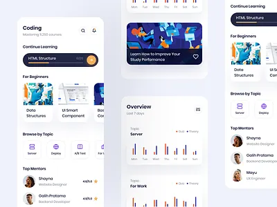 Learn Code App app class code course illustration mobile ui design