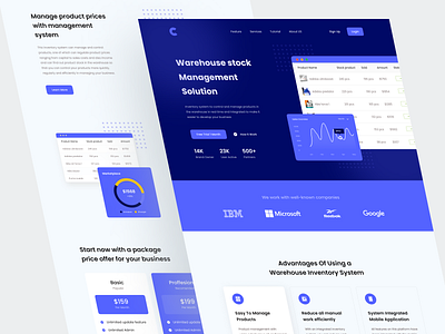 Warehouse Inventory System | SaaS Landing Page analysis business clean finance hero interface inventroy landing page management saas section site store storehouse system ui ux warehouse web design website