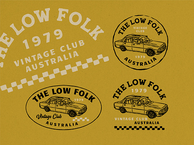 Logo The Low Folk, AU badge badge design brand branding design graphic design hand drawing hand drawing logo icon illustration logo logo design logotype retro logo typography vector vintage vintage branding vintage car