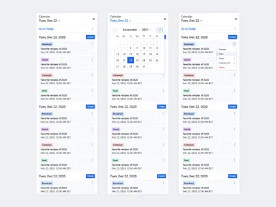 Slide-In Calendar Component app app design product design ui ux