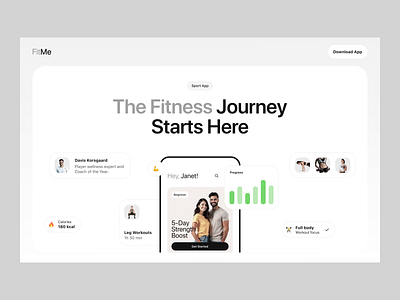 Fitme home landing page animation app design fitness fitness app gym ios landing landing page mobile mobile app motion product page statistic ui ux video web web design website