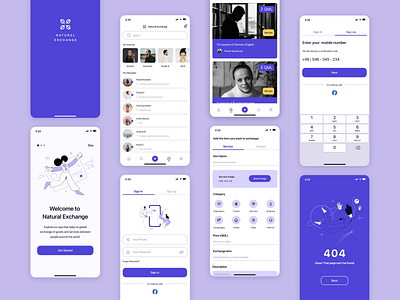 Natural Exchange app iOS app design illustration ui ux vector