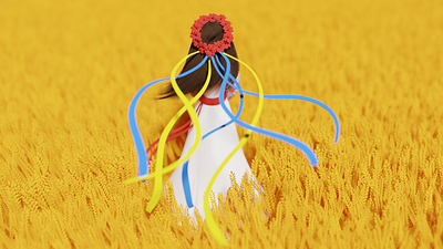 Ukraine 🇺🇦🌾🕊️ 3d art 3d modeling blender blender3d blue girl hope illustration lowpoly save ukraine stand for ukraine stand with ukraine stop war in ukraine ukraine vyshyvanka war wheat yellow