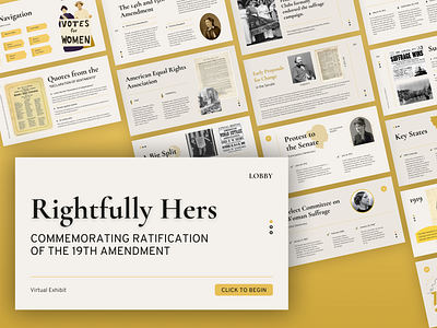 “Rightfully Hers” Fancy Gold Virtual Museum Exhibit Slide Deck fancy gold graphic design layout luxury presentation slide deck slide layout slide template slides slideshow