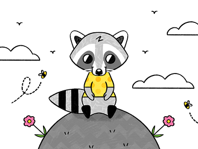 Vintage Spring Raccoon adobephotoshop art artwork dribbble enjoy illustration procreate raccoon spring vintage