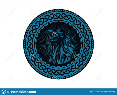 Viking Crow Emblem graphic design logo