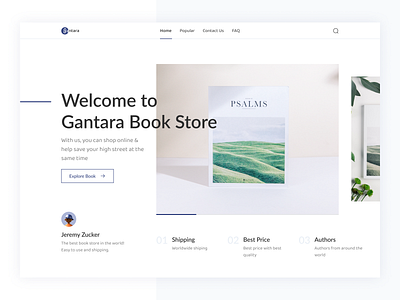 Gantara Light Mode - Bookstore Website book bookstore design e commerce landing page layout store ui ui ux uidesign ux web design