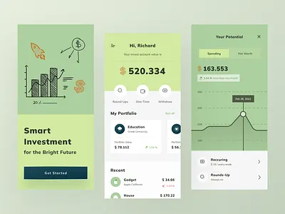 Smart Investment Mobile Apps app bank banking clean crypto design dollar finance growth invest investment mobile money portfolio ui ux