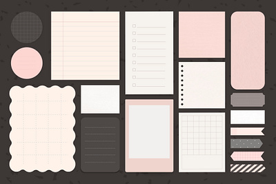 Digital Note PSD Set design digital journal digital note graphic graphic design illustration journal journal sticker memo pad note pad organizer psd reminder stationery mockup sticky note vector