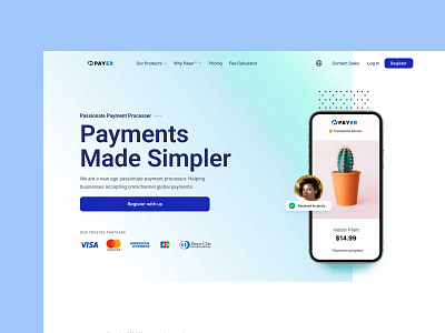 Payer | Fin-tech Product | Website Re-brand Exploration credit card fin tech website financial technology service fintech landing page minimalistic payment services design uidesign website website rebrand