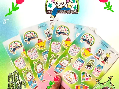 Ureshii Sticker Sheet art bookillustration breakfast corny cursi fun funny illustration instagram kidsillustration kitsch mexican productdesign smallbussines socialmedia stickerdesign stickers stickersheet