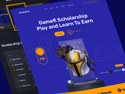 DAoGUILD - Landing Page Design 3d 3d arts artwork blockchain crypto dao dao guild design figma game gamefi graphic design guild landing page metaverse minimal nft game token ui website