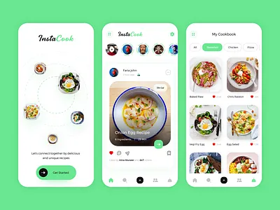 InstaCook Mobile App app design app ui cook app cooking app design insta app insta cook insta cook mobile app instacook mobile app mobile app design social cook app social cooking social cooking app ui uiux user interface