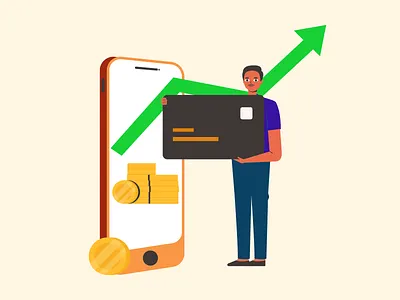 Online Trading card character design digital finance graphic growth illustration money online stock stocks trading ui vector