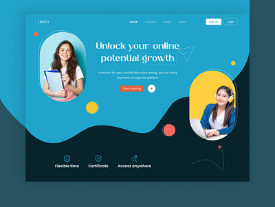 Online education class clean college courses design e learning educate education homepage learning lesson online platform school student study teaching ui ux website