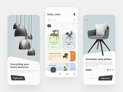 Furniture - App Design app armchair brand chair clean decor design details figma furniture furnitureapp home homedecor interior mobile mobileapp product shopping ui ux