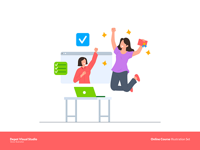 Success archievement business character flat illustration people reward success website