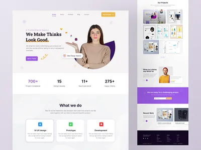 Digital Agency Landing Page Design app design creative design studio digital agency home page landing page design minimal mobile ui trendy ui ui designer ux web design website