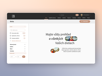Art database system app art branding collection dashboad dashboard design database design inspiration minimal paintings slovakia system ui ux web