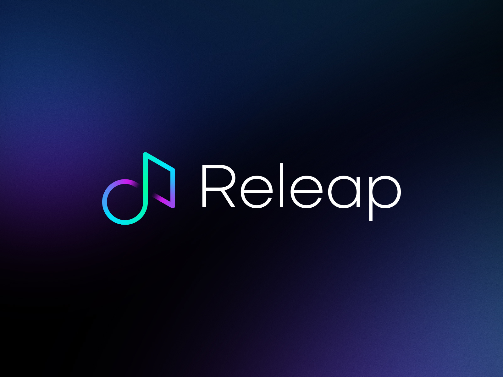 Releap — Music Note Logo for Decentralized Music Platform audio logo brand identity branding crypto logo gradient logo icon logo logo design logotype mark minimalist modern logo monoline music logo music note logo nft logo solana symbol visual identity web3 logo