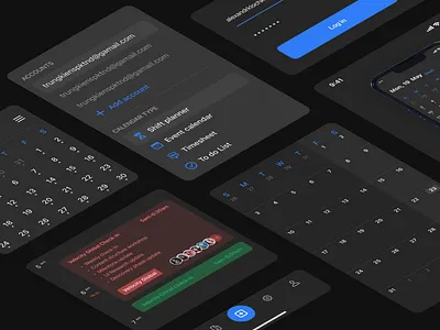 Calendar app android app application calendar dark dates design events ios planner shift todo ui ux