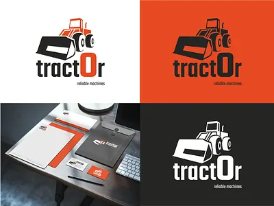 Construction vehicle rental company logo construction site design logo mocap symbol tractor vector