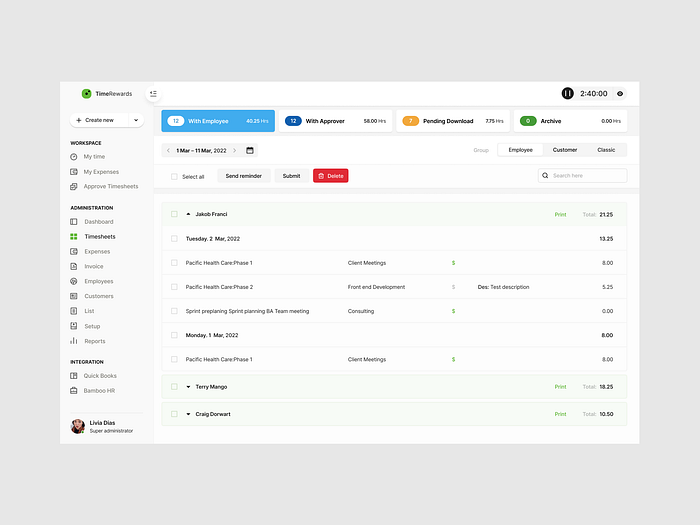 Browse thousands of Timesheet UI images for design inspiration | Dribbble