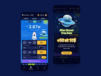 Rocketman - Alien Saucer alien bet betting bright color design gamble game graphic design illustration space