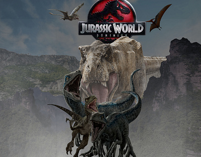 "JURASSIC WORLD DOMINION"poster made in adobe photoshop. animation graphic design illustration jurassic world jurassic world dominion logo poster vector