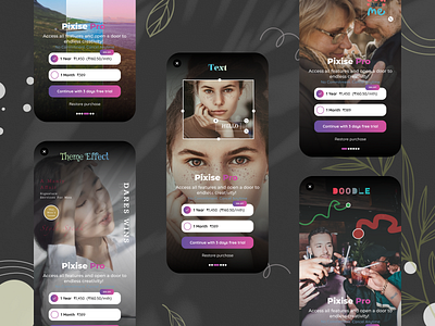 Pixise - Photo Editing App in app purchase design modern app design modern editing app design photo app phtoto editing app design ui ui design ux ux design