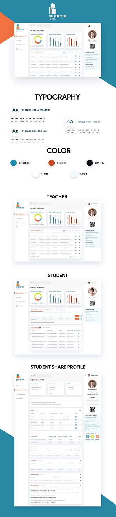 Construction Dashboard design illustration typography ui ux