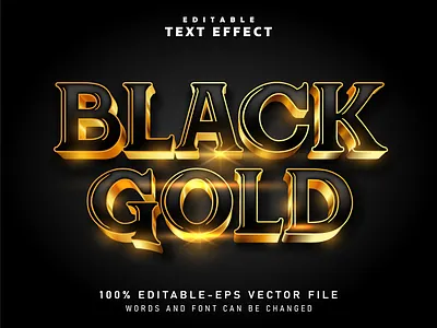 3D Editable Black Gold Text Effect text style